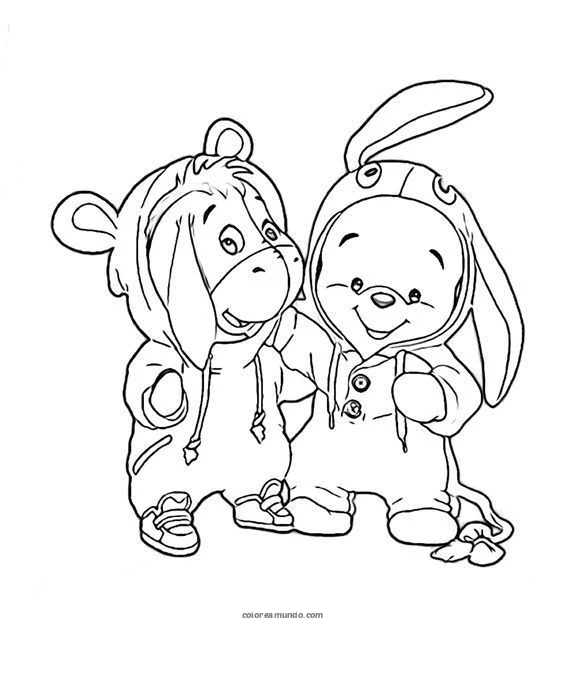 Dibujo para colorear: igor y winnie the pehh disfrazados uno del otro dibujo para colorear