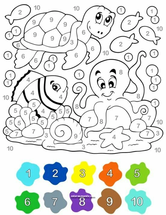 Dibujo para colorear: dibujo marino para colorear con numeros