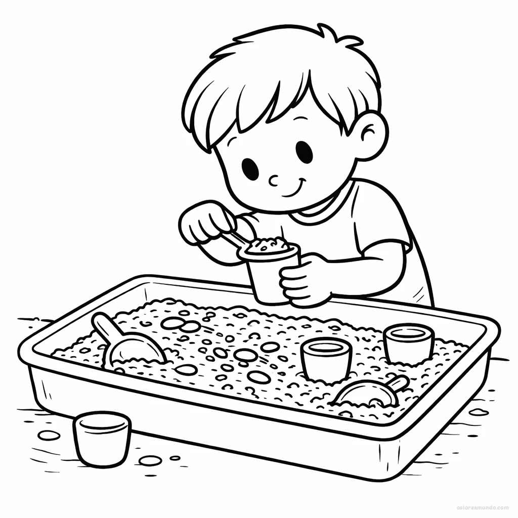 Dibujo para colorear: Explorando texturas en bandeja sensorial