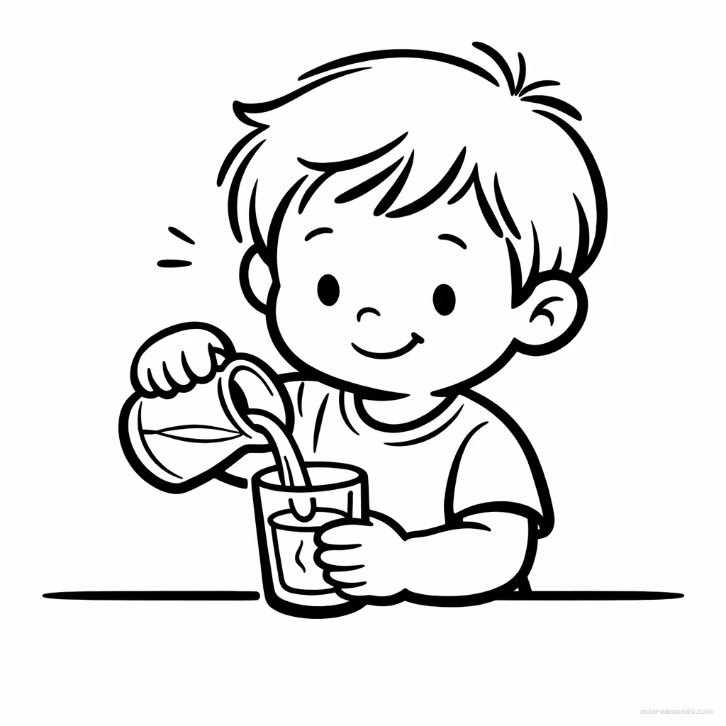 Dibujo para colorear: Sirvo mi agua con cuidado