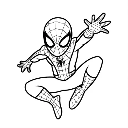spiderman adolecente brincando en el aire para colorear
